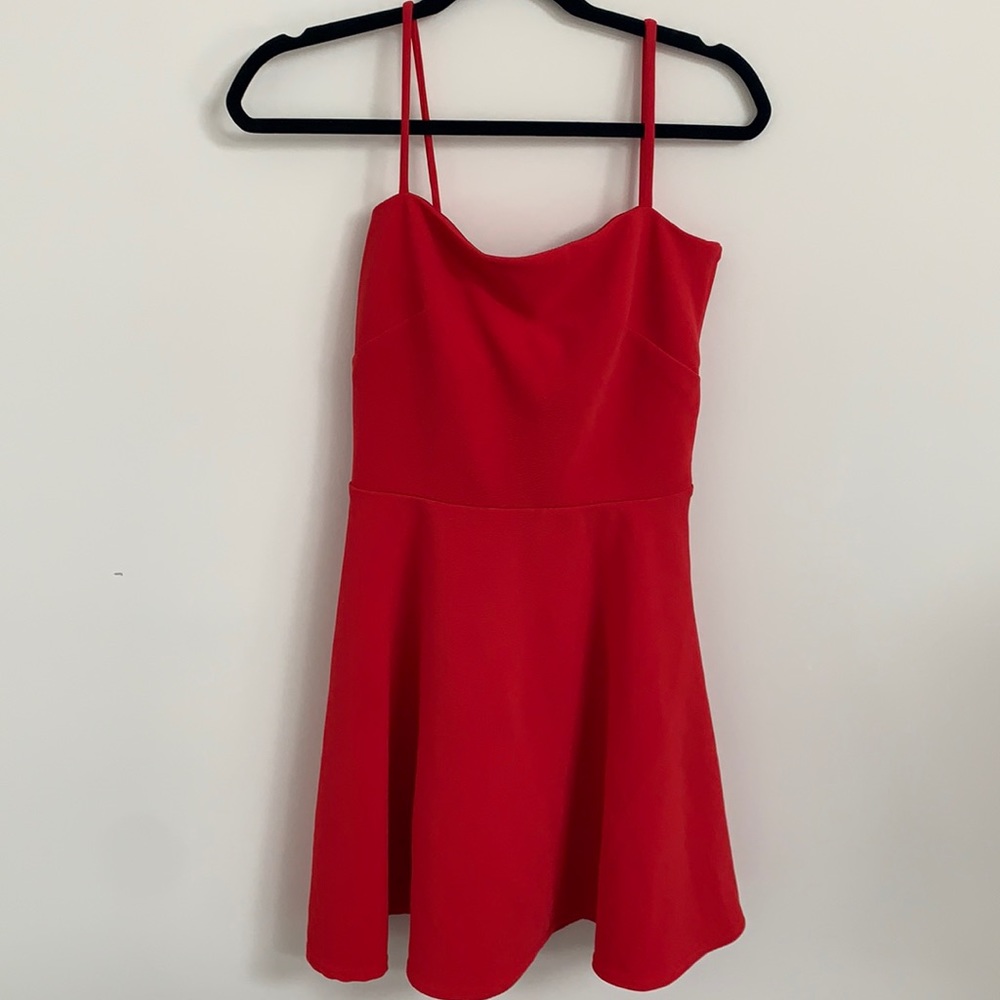 Beautiful Red unworn dress open back bow